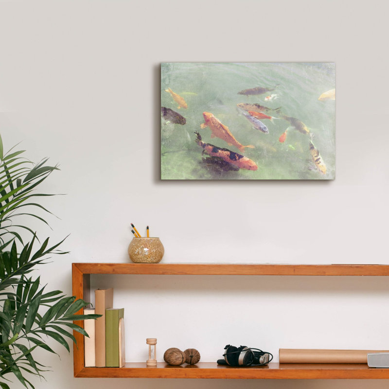 «Koi Reflections 2» par Alicia Ludwig, art mural sur toile, H 12 po x l 18 po x P 0,75 po