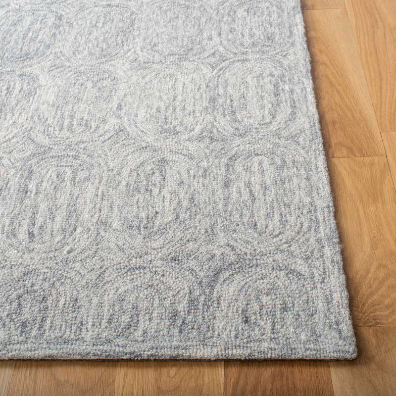 Ashford Abstract Handmade Tufted Wool Grey Area Rug, Rectangle 5' x 8'