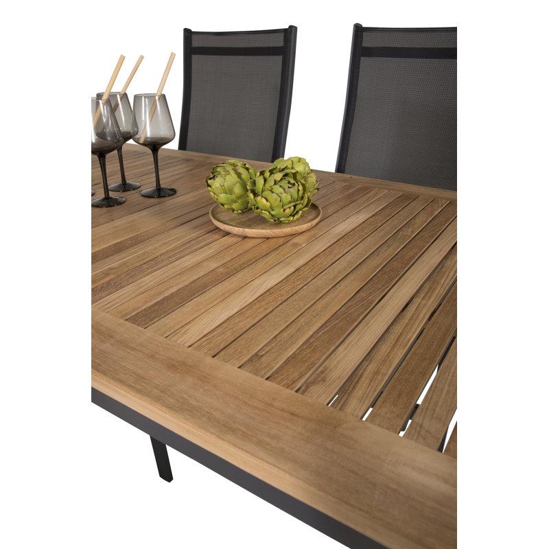 Navya 4 - Person Teak Patio Dining Set with Extendable Rectangular Table