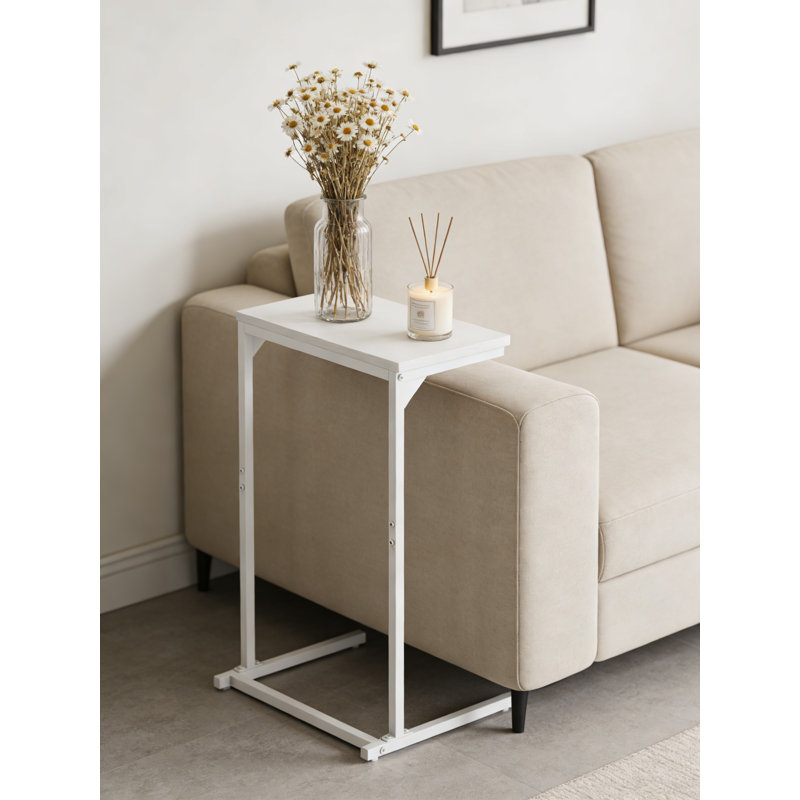 Table de bout en C en forme de C pour le salon et la chambre à coucher - Table haute avec accoudoirs avec un design peu encombrant pour les petits espaces