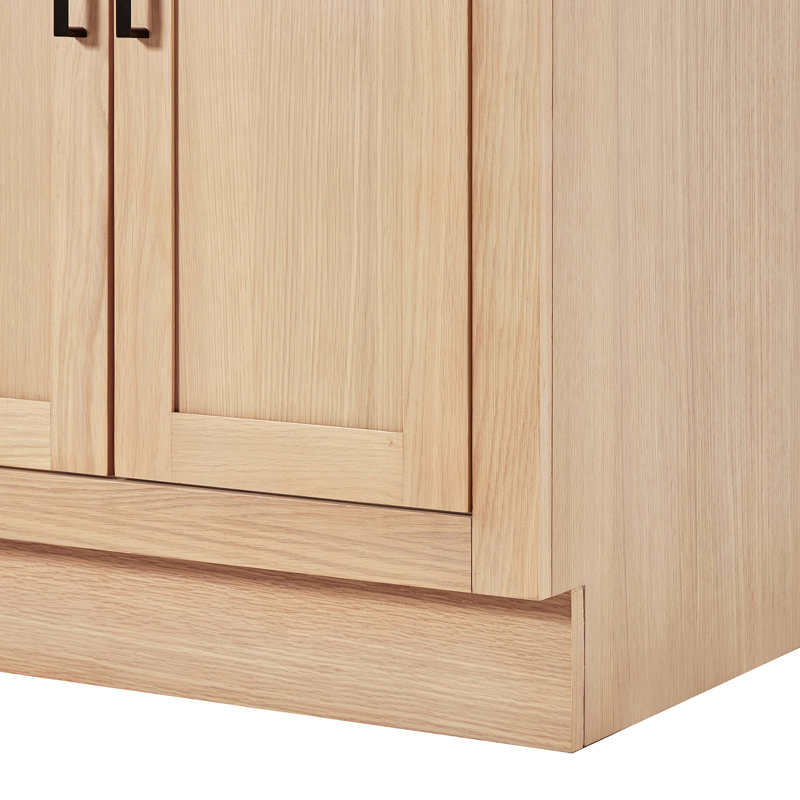 Hepburn 66'' Double Bathroom Vanity Base Only, Matte Black, Natural Oak