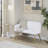 High Back Bench In Gold Steel And White Faux Leather-355180663-355180616