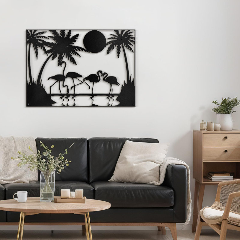 Silhouette de palmier tropical tropical silhouette abstraite murale décorative murale décoration murale, Noir