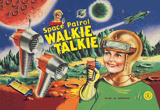 Talkie-walkie space patrol-imprimé de publicités, H 44 po x l 66 po x P 1,5 po