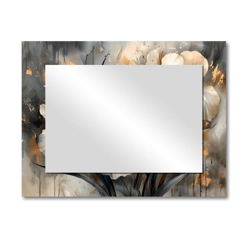 Yellow Grey Irises Desire II - Floral Mirror Wall Decor - Printed On Metal, 30" x 40"