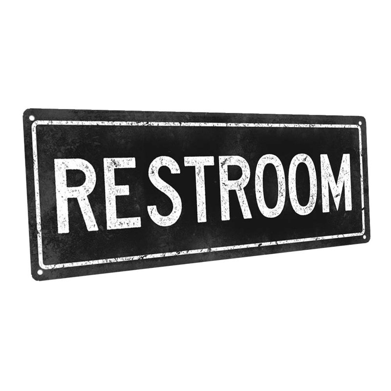 Toilettes - Impression sur métal, Métal, H 11,5 po x l 31 po x P 0,04 po