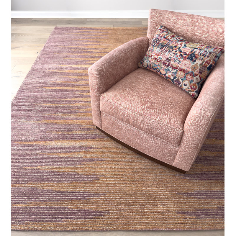 Abrash Ikat Hand-Tufted Wool Area Rug Cut/Loop Pile, Spice, 8'6" x 12'6"