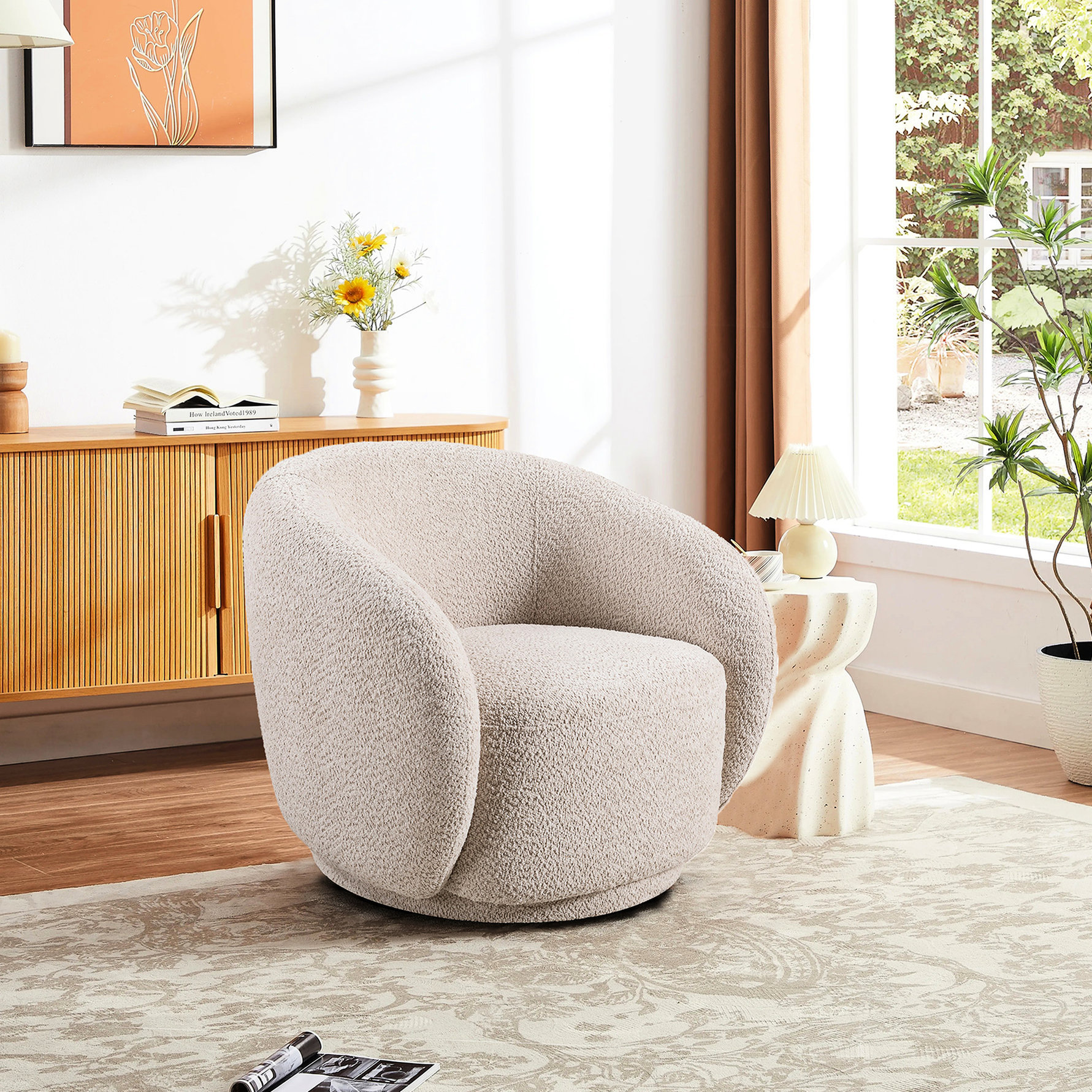 Siege Design Hokku Designs Siège pivotant moderne, revêtement Boucle, structure en ...