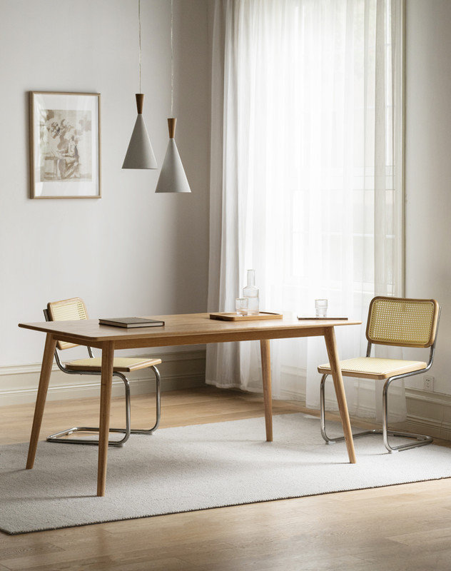 63" Solid Oak Wood Dining Table, Bois de chêne