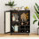 Armoire à vin de 34 po avec porte et 6, buffet pour la maison, 14,64 po de profondeur, poids idéal de 55,72 lb, largeur du salon 27,86