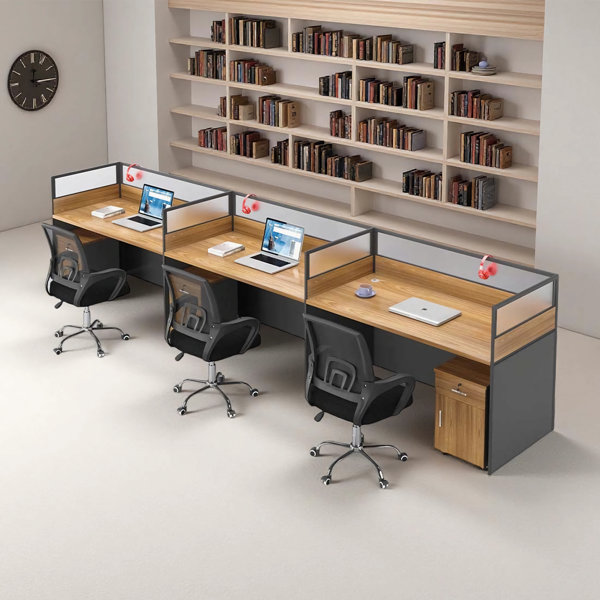 TAOKELAI 3-Person Benching Workstation with Cable, Office Rectangle ...