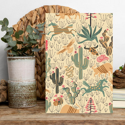 Contemporary Art Modern Retro Rustic Cactus Succulent Landscape Wildlife Wall Art by Annick - Wrapped Canvas Print