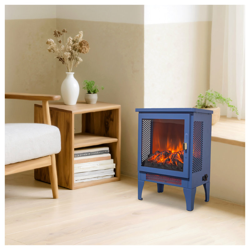 Poêle électrique autoportant avec effet de flamme 3D réaliste et design noir élégant
