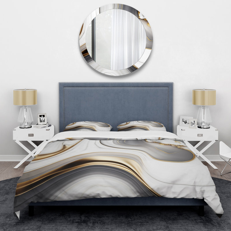 Ensemble de housse de couette Abstract Geode Marble Waves Grey I BeddingMicrofiber / Polyester