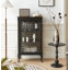 Présentoir 45,08 "en bois massif noir standard et armoires en porcelaine