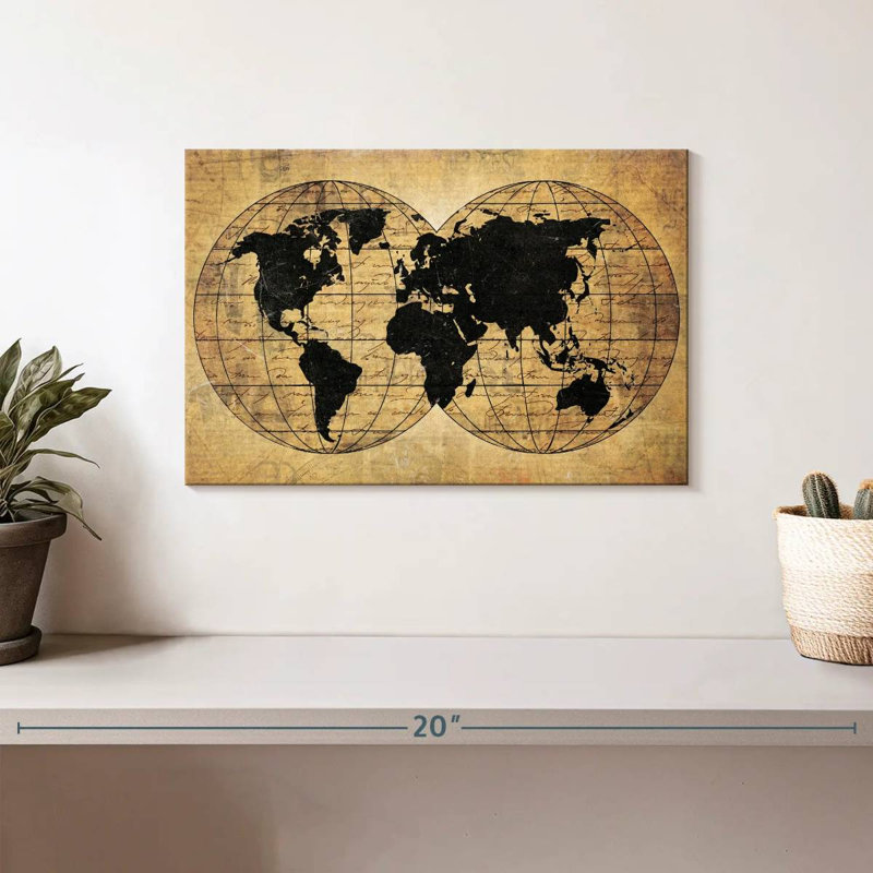 Carte du monde Aliaz Old Globe, H 8 po x l 12 po