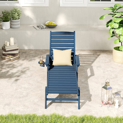Chaise longue de patio 1 pièce en PEHD bleu marine Burdge ZeaLuxe avec roulettes et dossier réglable
