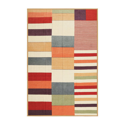 Tapis de zone rouge/mauve contemporaine