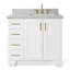 Meuble-lavabo simple en bois massif 37 po Freitas blanc avec plateau en marbre de Carrare 1,5 po, évier droit décalé-2084230422-2084230421-2117420980
