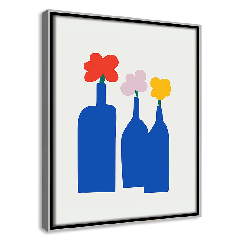 «Bold Blooms Trio Print» par Dean, L 9,5 po x H 11,5 po, Framed Canvas, Flottant argent