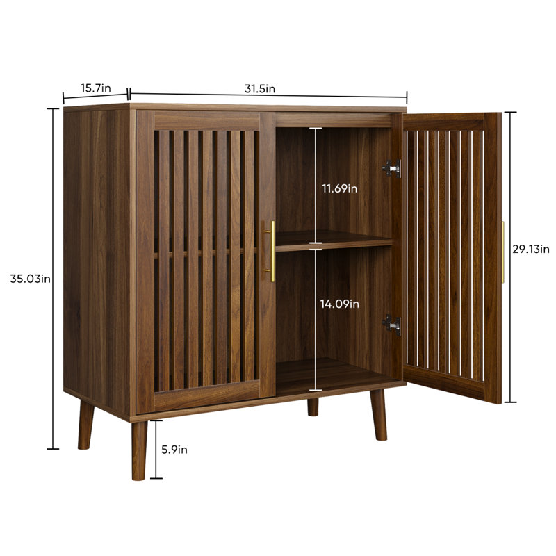 Sideboard Buffet Cabinet With Storage,Farmhouse Buffet Cabinet With Louvered Doors, Wood Coffee Bar Storage Cabinet For Kitchen, Dining Room, Living Room