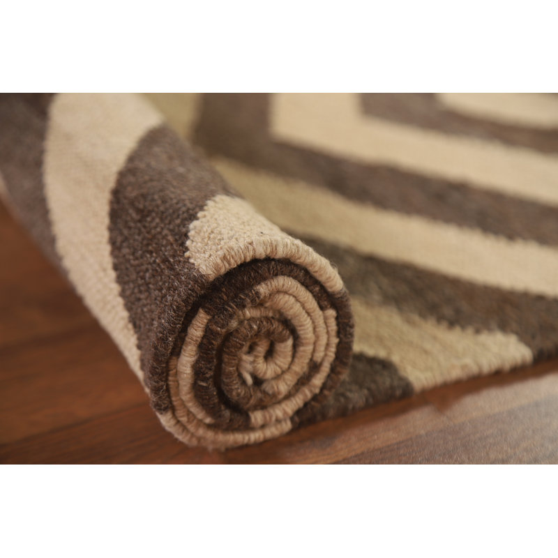 Chevron Style Kilim Wool Runner Rug 3x10
