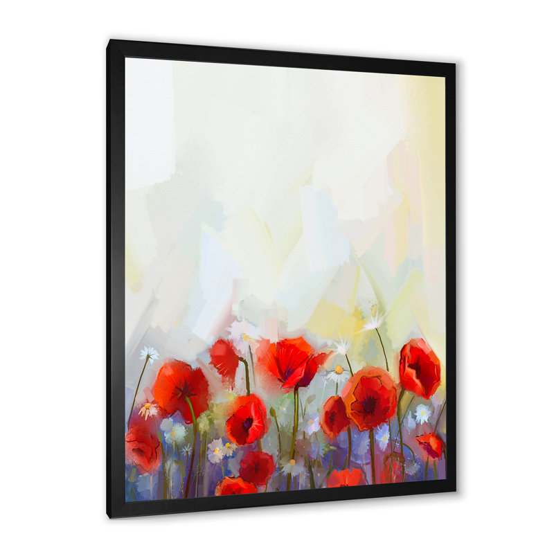 Abstrait coquelicot rouge - peinture, Cadre photo noir, H 20 po x l 12 po x P 1 po