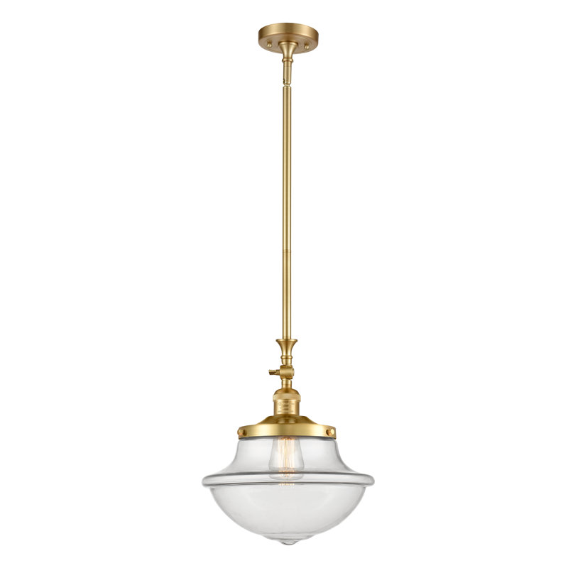 Luminaire suspendu simple à 1 lumière Baptiste, Ampoule DEL 6 watts Vinage, Transparent, Or satiné