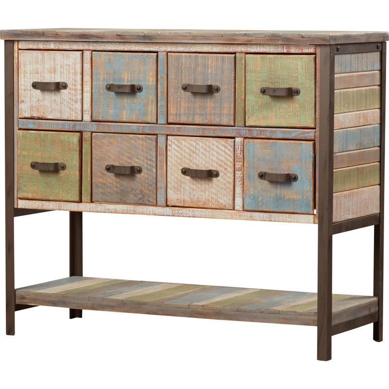Commode d'appoint à 8 tiroirs Klem, Vert / brun