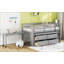 Lit mezzanine multifonctionnel en pin massif avec 4 tiroirs de rangement, bureau latéral rétractable et tablettes latérales ouvertes, barrières de sécurité complètes, livré en 2 paquets Assemblage facile-351869603-344880725