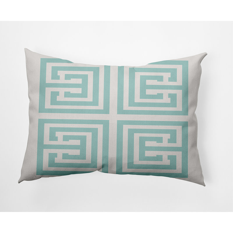 Nantucket Geometric Reversible Throw Pillow, Wave Top Blue