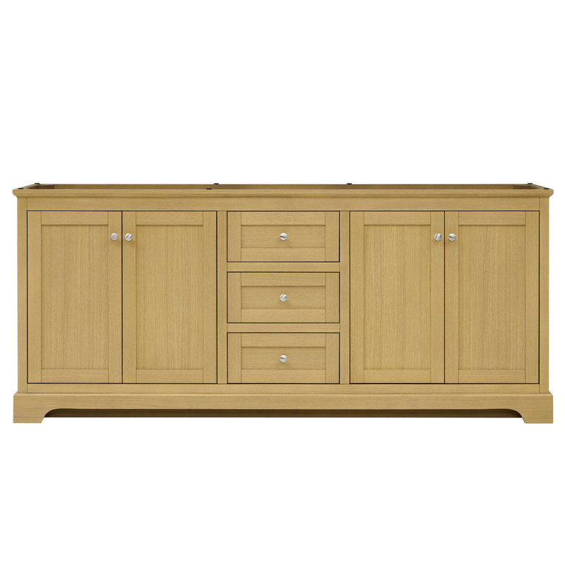 Avery 79'' Double Bathroom Vanity Base Only, White, Brushed Gold