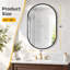 Miroir mural ovale pour salle de bain, en verre trempé avec cadre en aluminium, fixation verticale ou horizontale.-375833848-375833850