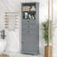 Grande armoire de rangement grise avec 3 tiroirs et tablettes réglables pour la salle de bain-81994881