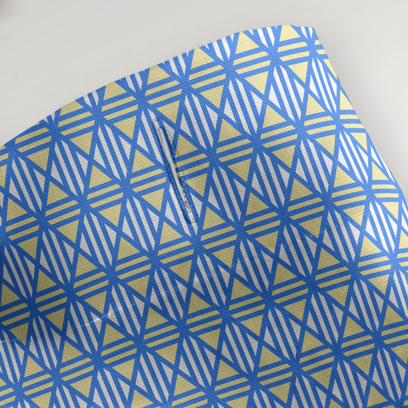 Rideau de douche simple à motif de losanges doublé classique, Bleu / Jaune