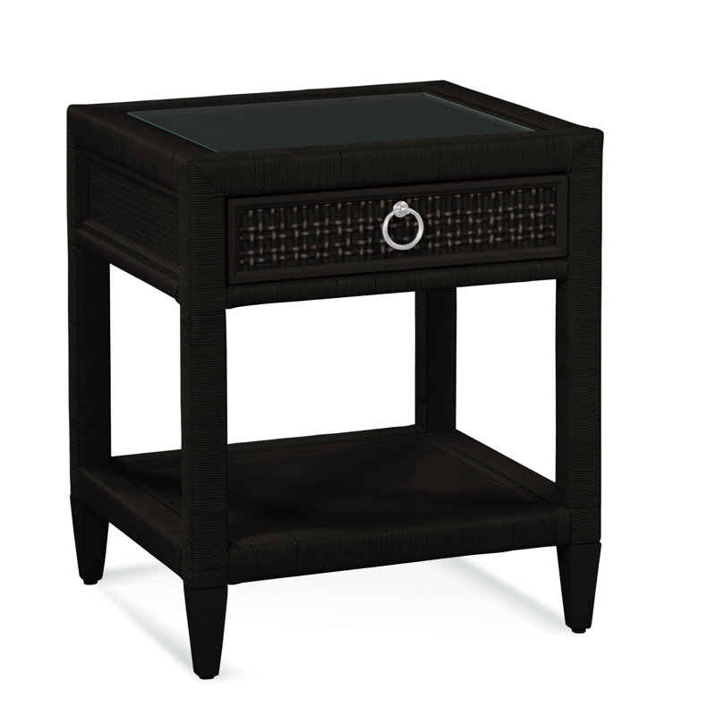 Monterey 1 - Drawer Wicker Nightstand, Yes, Brass, Aged Barrel