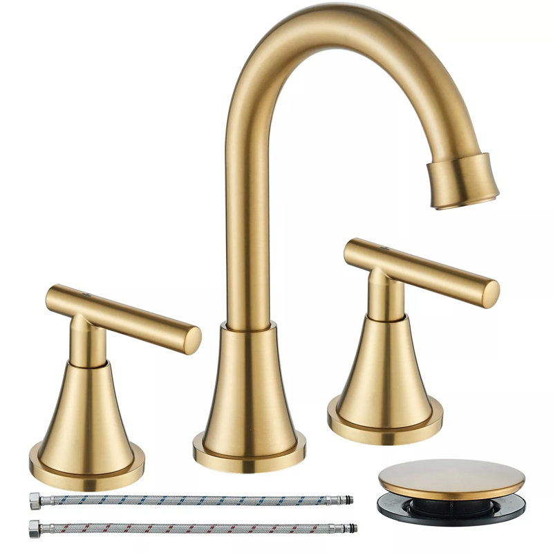 Robinet de lavabo de salle de bain à 2 poignées avec bonde escamotable, robinet central sans plomb pour meuble-lavabo, véhicule récréatif