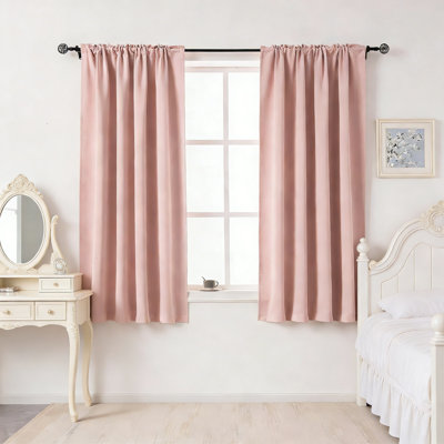 Thermal Blackout Curtains With Rod Pocket, 63 Inch Length, Set Of 2 Panels