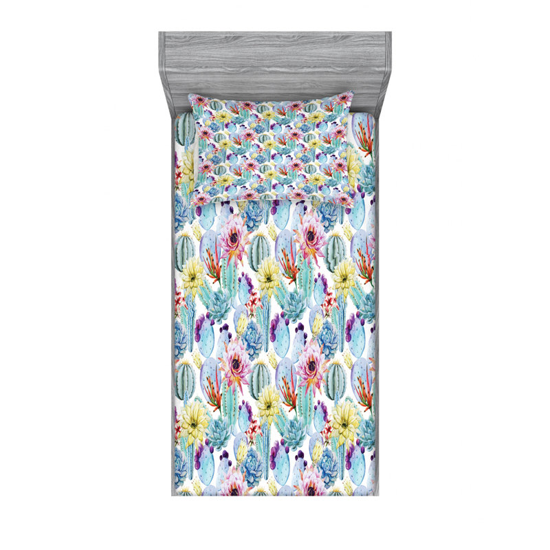 Microfiber Sheet Set, Twin Sheet Set with 1 Pillowcase, Light Green Floral 7
