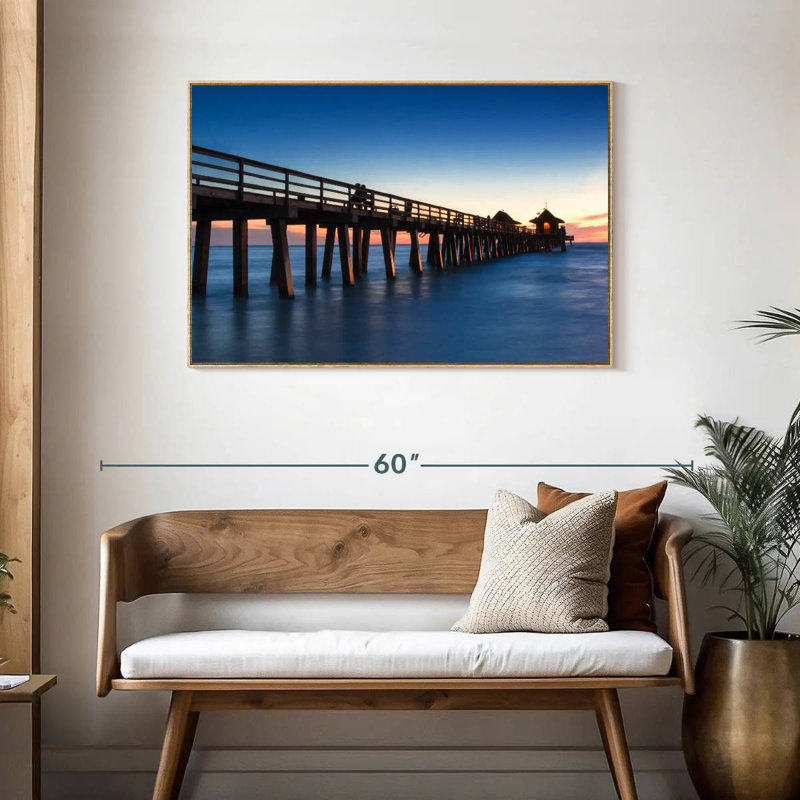 Naples Beach Pier, Cadre flottant en bois naturel, 43 po x 29 po