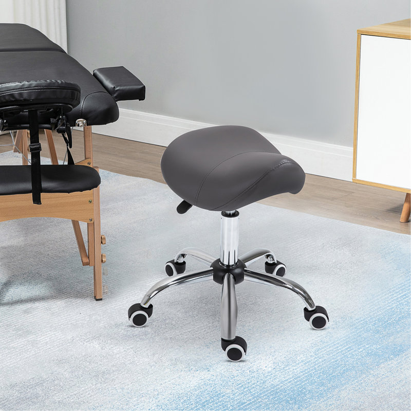 Tabouret ergonomique à roulettes en cuir polyuréthane