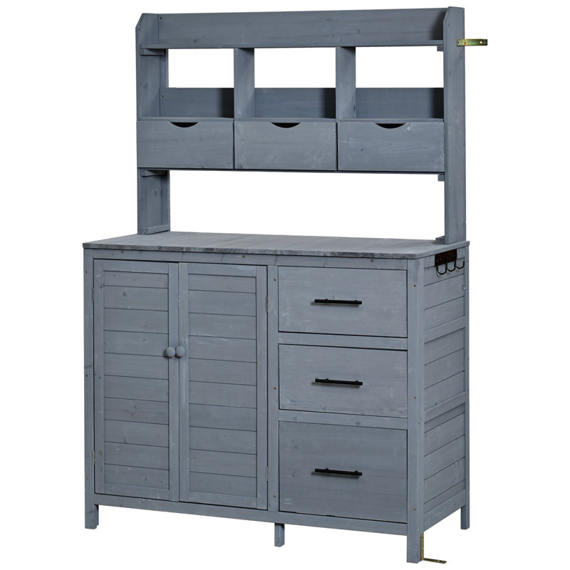 44.6"x19.5" Large Freestanding Kitchen Island with 6 Drawers, Gray