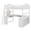 Lit mezzanine en bois avec bureau en U, compartiments de rangement et miroir à trois volets-1510523045