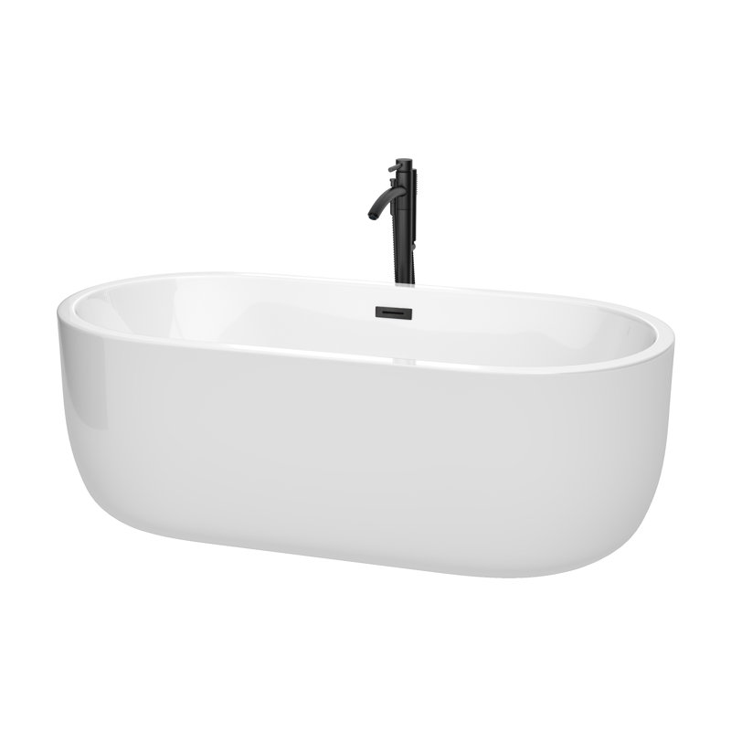 Baignoire de trempage autoportante en acrylique avec robinet 67 po. X 32 po. Juliette, Blanc / noir mat