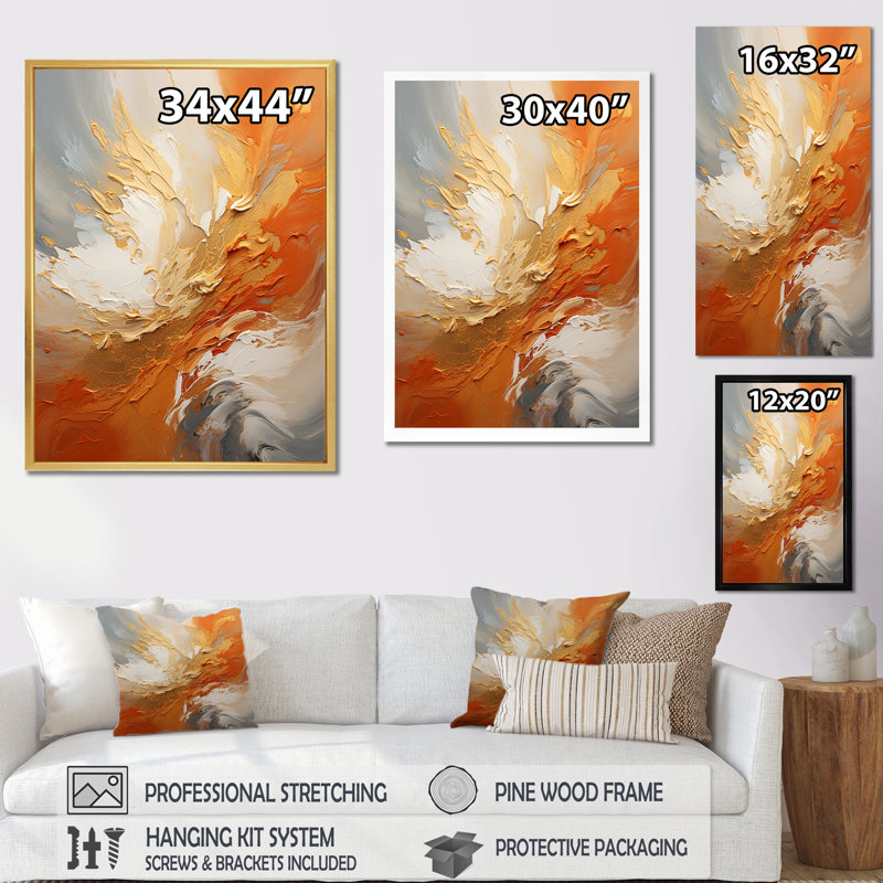 Décoration murale Golden Golden Surge - spirales abstraites, H 40 po x l 30 po, Toile tendue, Sans cadre