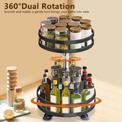 Étagère à épices en métal 2 étages et 3 étages Lazy Susan