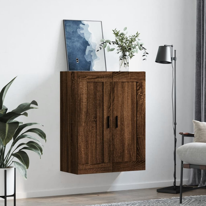 This wall mounted cabinet with an elegant design makes a timeless addition to your interior decor., Brown Oak