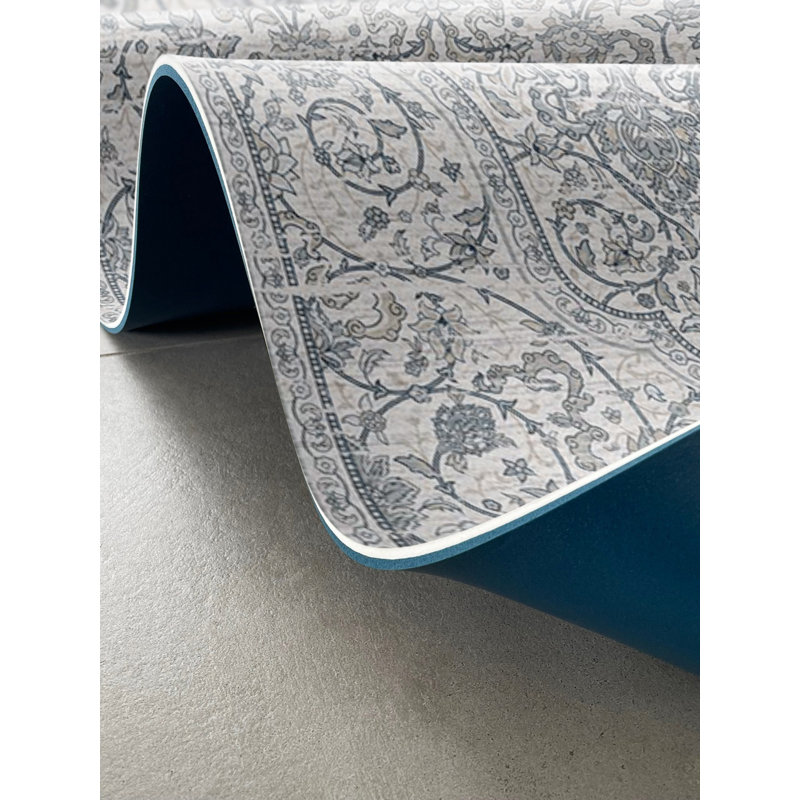 Hamsa White Cushioned Kitchen Mat, Rectangle 2' x 8'