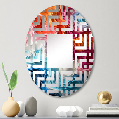 Multicolore Op Art Illusory Profondeur - Maze Miroir Décoratif | Ovale