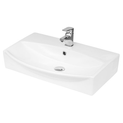 Nuie Vessels 400mm W White Vitreous China U-Shaped Sink with Overflow